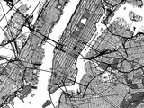Fototapeta Miasta - Greyscale vector city map of  New York Center New York in the United States of America with with water, fields and parks, and roads on a white background.