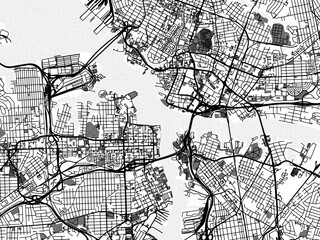 greyscale vector city map of norfolk - portsmouth center virginia in the united states of america wi