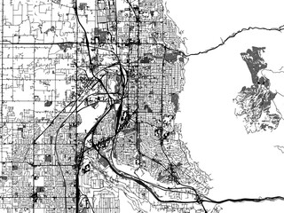 greyscale vector city map of ogden utah in the united states of america with with water, fields and 