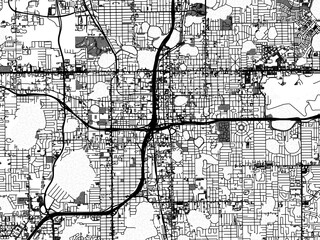 greyscale vector city map of orlando florida in the united states of america with with water, fields