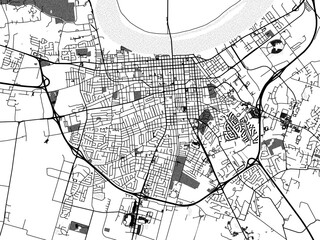 greyscale vector city map of owensboro kentucky in the united states of america with with water, fie