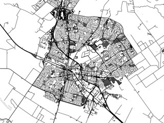 greyscale vector city map of salinas california in the united states of america with with water, fie