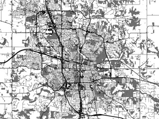 greyscale vector city map of rochester minnesota in the united states of america with with water, fi