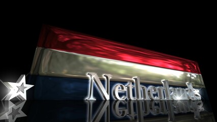 床に映るNetherlandsの国旗と国名のテキスト2-3-1