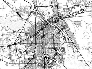 greyscale vector city map of shreveport louisiana in the united states of america with with water, f