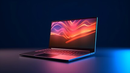 Abstract colored wallpaper on laptop screen, creativity concept, Isolated background. Generative AI