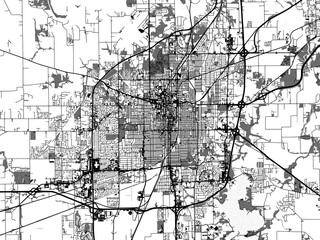 greyscale vector city map of springfield illinois in the united states of america with with water, f