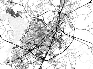 greyscale vector city map of waco texas in the united states of america with with water, fields and 