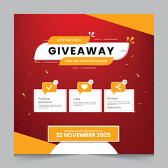 Giveaway steps for social media post with 3 steps to win	
