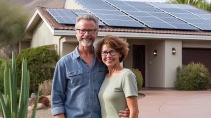 Wall Mural - Married Couple in Front of Their New House