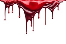 Dripping Red Paint Isolated On White Background. Happy Halloween