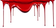 Dripping Red Paint On White Banner. Happy Halloween Decoration