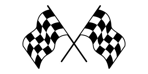 Fototapete - Two simple racing flags that intersect each other. Sports isolated illustration of spirit racing flags.
