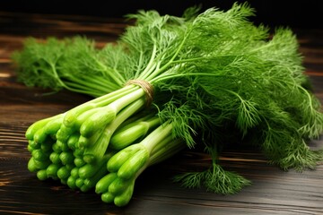 Sticker - Green Vegetables on Wooden Table