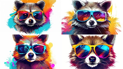 Poster -  a raccoon wearing sunglasses and wearing a pair of sunglasses.  generative ai