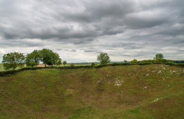 Sticker - Cratère de mine de la bataille de la Somme, dit Lochnagar Crater, à Ovillers-la-Boisselle, Picardie, France