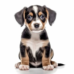 Wall Mural - Cute Puppy on White Background, Generative AI Illustration