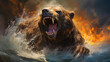 A powerful bear the beast symbolizing the Medo-Persian empire in the book of Daniel in the Bible Generative AI Illustration