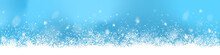 Christmas Banner With Snow On Blue Background. Winter Border Vector Illustration With Snowflakes.