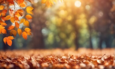 Fototapete - Abstract autumn foliage bokeh backdrop