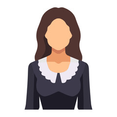 Women wearing a maid dress vector illustration, flat woman wear a black dress with white collar vector art isolated on a white background