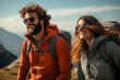 © Stock Rocket - Happy couple walking through the forest with hiking equipment.