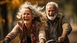 senior couple with bicycle