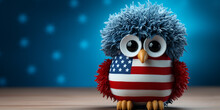 Patriotic Toy Owl With American Flag Background