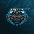 Gorilla mascot logo design vector with modern illustration concept style for badge, emblem and t shirt printing. Angry gorilla illustration for sport and esport team.