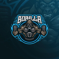 Wall Mural - Gorilla mascot logo design vector with modern illustration concept style for badge, emblem and t shirt printing. Angry gorilla illustration for sport and esport team.