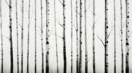 Wall Mural -  a black and white photo of a grove of trees in winter.  generative ai