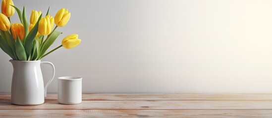 Sticker - Yellow tulips and coffee cup on living room table