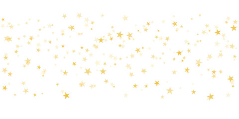 Wall Mural - Gold stars vector background, sparkling Christmas confetti falling isolated on white. Magic shining flying golden stars glitter backdrop, sparkle border