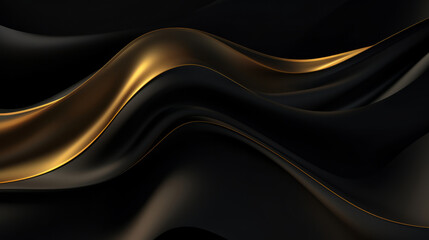 Wall Mural - abstract wavy dark and golden background for your design