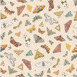 Butterflies and Moths. Seamless pattern. Vector vintage illustration.