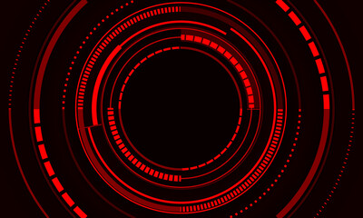 Wall Mural - Abstract metallic red circle light cyber on grey design modern futuristic technology creative background vector