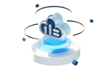 3D cloud service management. Digital technology background. Future 3D illustration technology data security