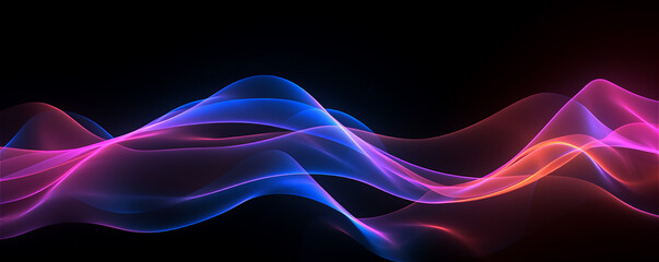 Wall Mural - Modern colorful wave flow on black background