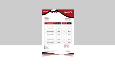 Wall Mural - Modern Business invoice form template.  Invoicing quotes, money bills or price invoices and payment agreement design templates. Tax form, bill graphic or payment receipt page vector set.