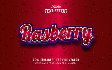 Fresh rasberry fruits  3d logo template editable vector text effect style