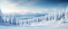 Scenic Snowy Mountain Forest Happy Holidays