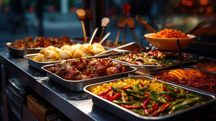 Variety of Asian Street Food Delicacies