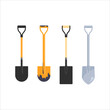 Construction shovels, vector cartoon icons