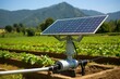 Renewable water pump fueled by solar energy - combined with agriculture to form an eco-friendly agrovoltaic system. Generative AI