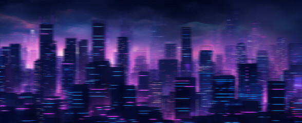 Wall Mural - abstract night lights over modern futuristic buildings. defocused image of a dark fantasy, haunted c