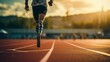 © VERTEX SPACE - Disabled male runner on prosthetic leg disable man on sport race sport center stadium in sunset sport active background concept