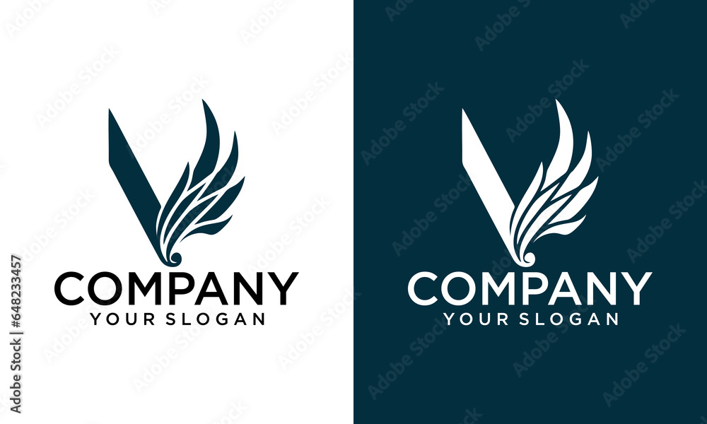 Creative elegant letter V logo With wings Stock Vector | Adobe Stock