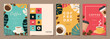 © Udomdech - Set of Sketch banners with coffee beans and leaves on colorful background for poster or another template design. vector illustration.