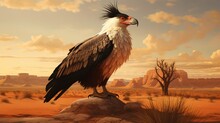 An Image Of A Crested Caracara In A Desert Landscape