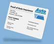 © Rob Goebel - A proof of automobile insurance card that is a mock , generic card is seen in a 3-d illustration. Auto insurance proof.